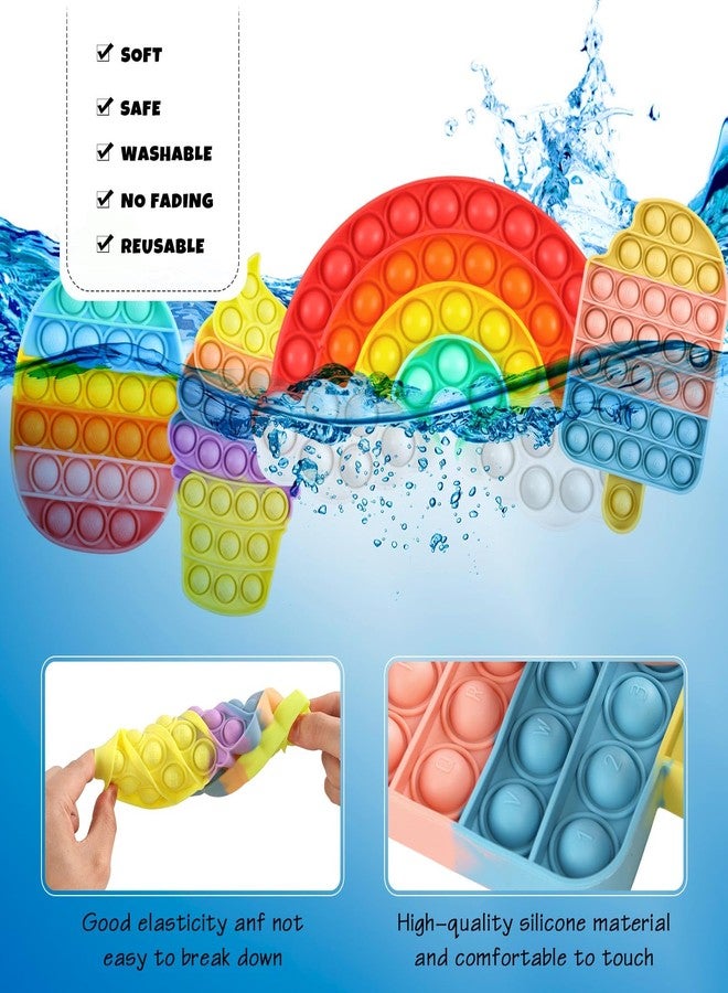DEARIDAP 4 Pcs Ice Cream Fidget Toys for Toddlers, Silicone Squeeze Sensory Toys, Rainbow Bubble Stress Anxiety Relief Relax Toy, Stress Relief Toy for Kids Adults School Classroom Gift Party Favors - Image 5